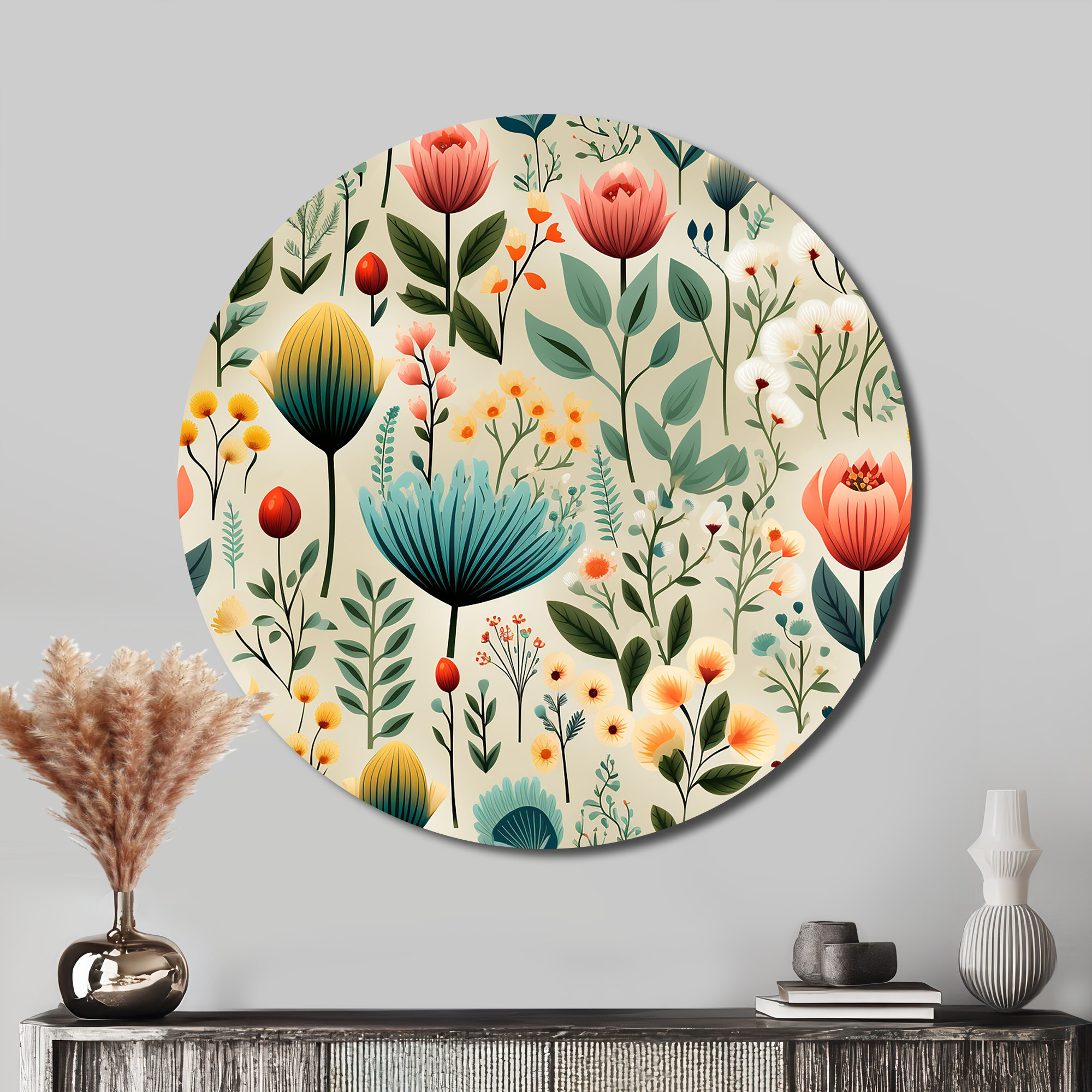 Design Art Gardens - Floral Round Metal Art - Wayfair Canada